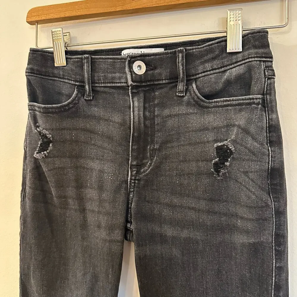 Abercrombie Kids High Rise Ankle Straight Jeans sz 11/12 SLIM Girls Black Jeans
